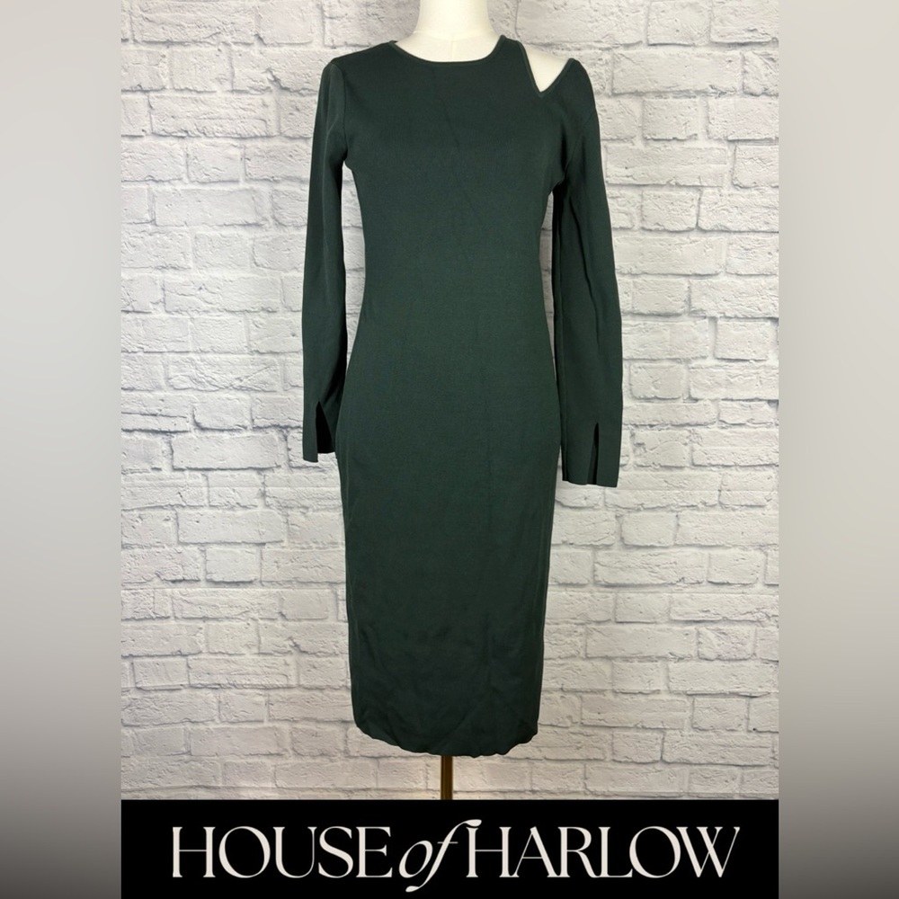 House of Harlow 1960 Emerald Green Long Sleeve Cut-Out Dress size M